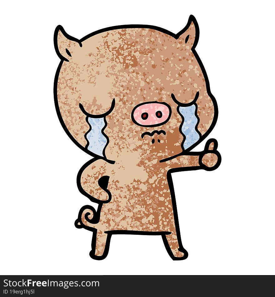 cartoon pig crying. cartoon pig crying