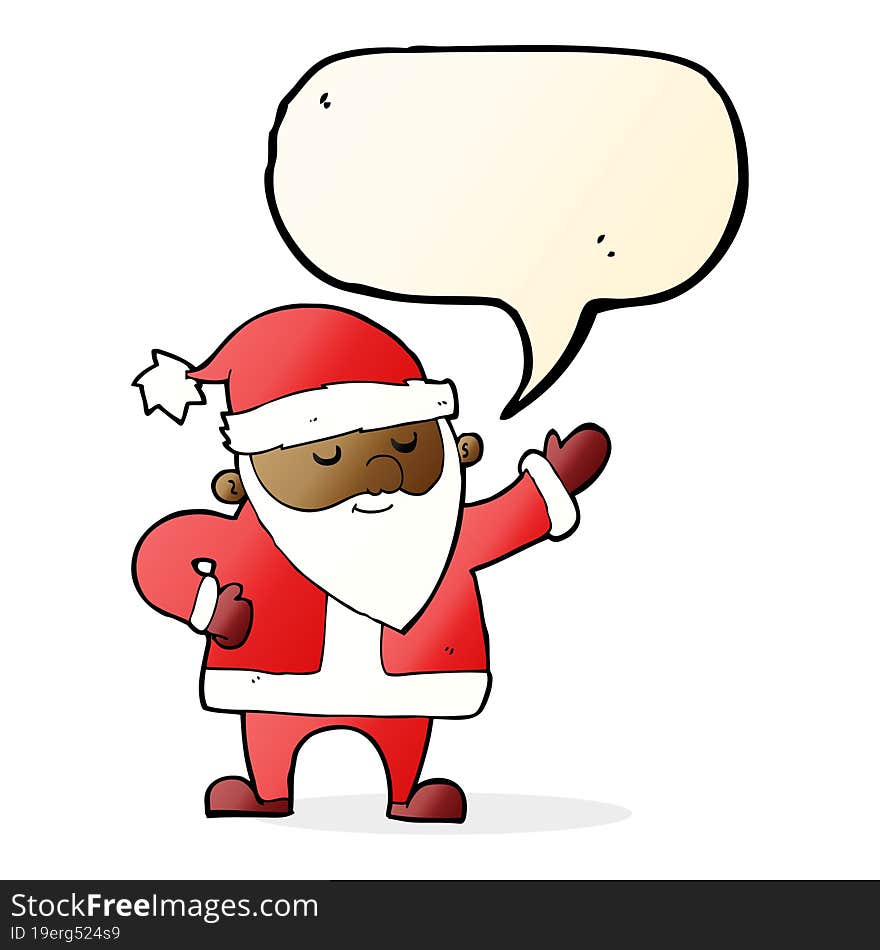 cartoon santa claus with speech bubble