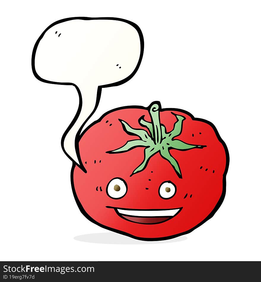 cartoon tomato with speech bubble