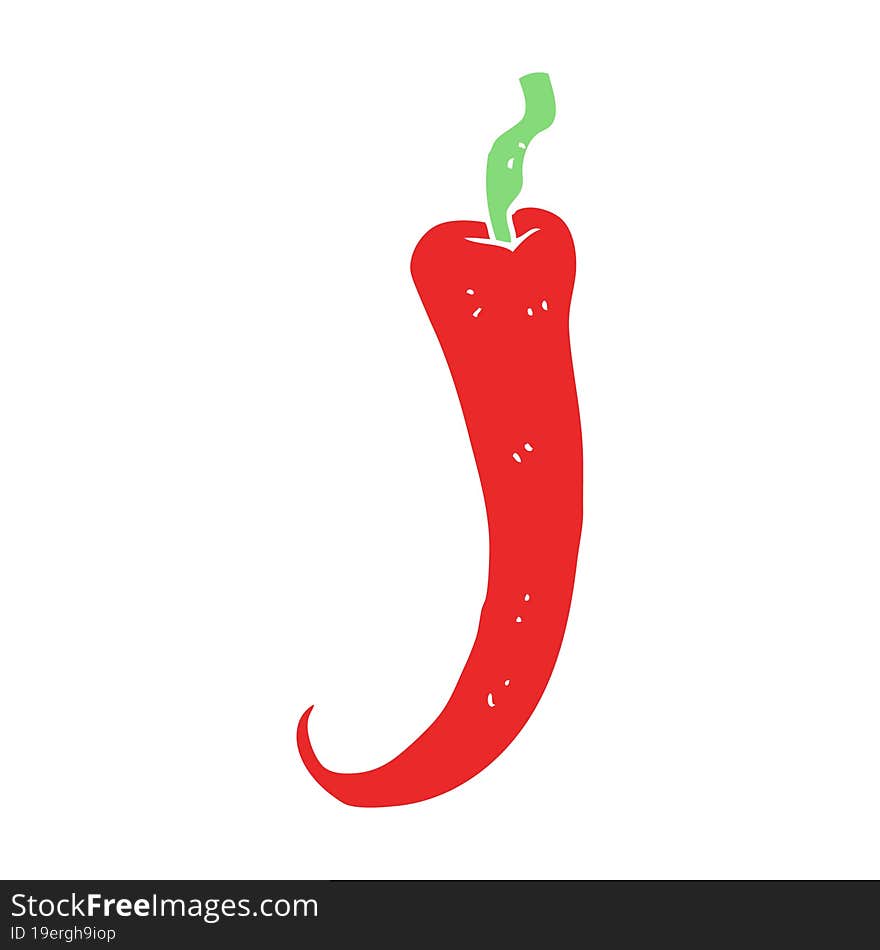 flat color illustration of a cartoon chilli pepper