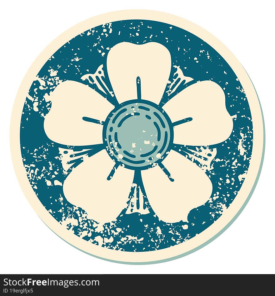 iconic distressed sticker tattoo style image of a flower. iconic distressed sticker tattoo style image of a flower