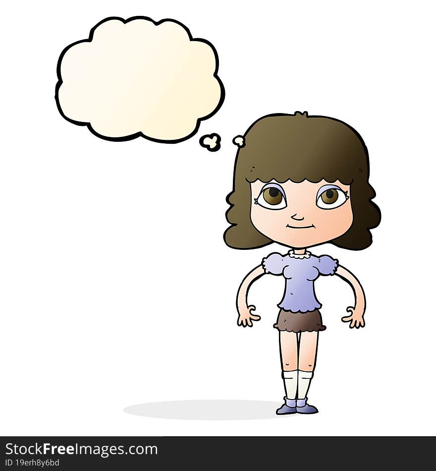 cartoon girl with thought bubble