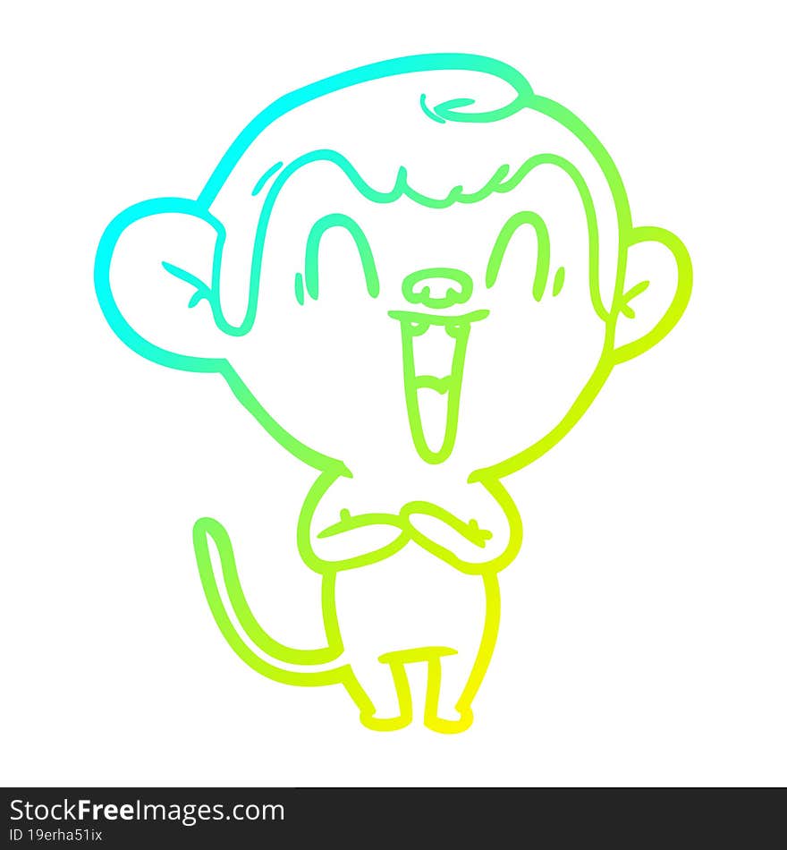 cold gradient line drawing cartoon laughing monkey