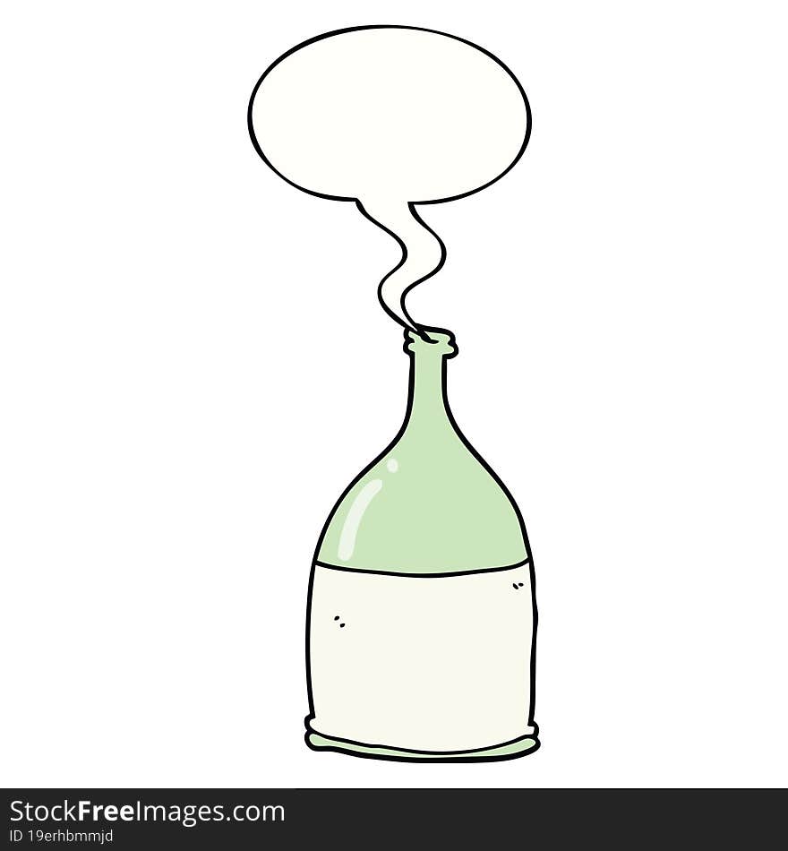 cartoon bottle and speech bubble