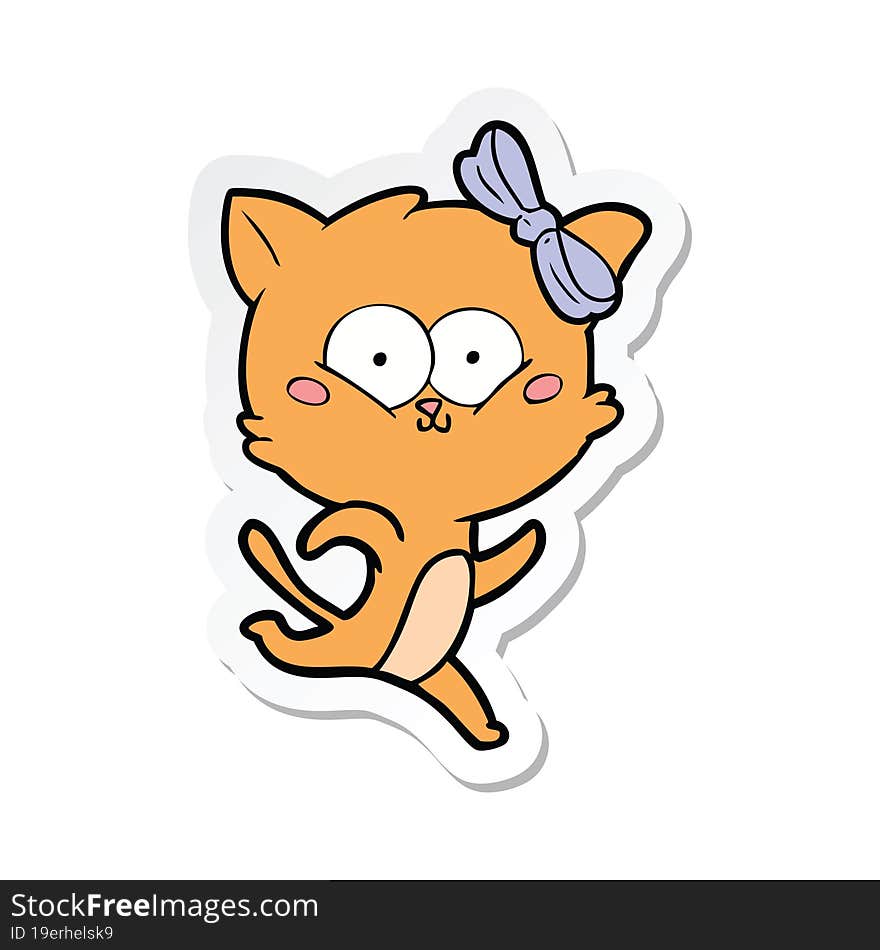 Sticker Of A Cartoon Cat