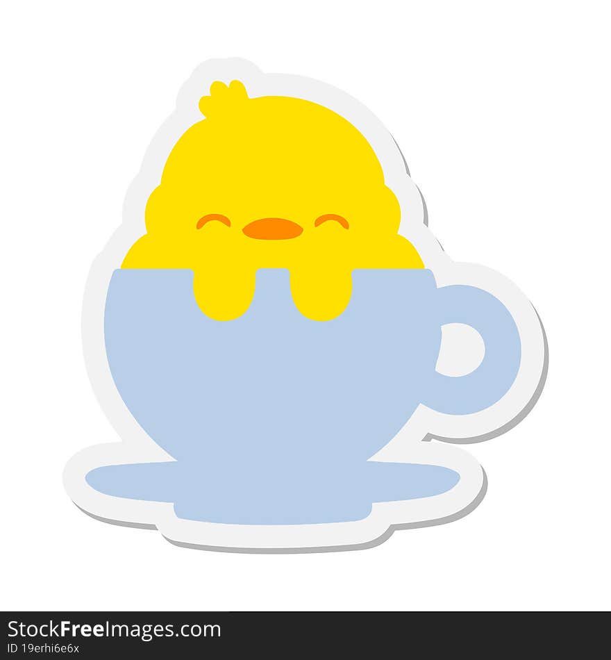 cute baby bird in tea cup sticker