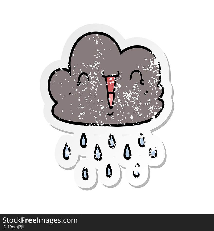 distressed sticker of a cartoon storm cloud