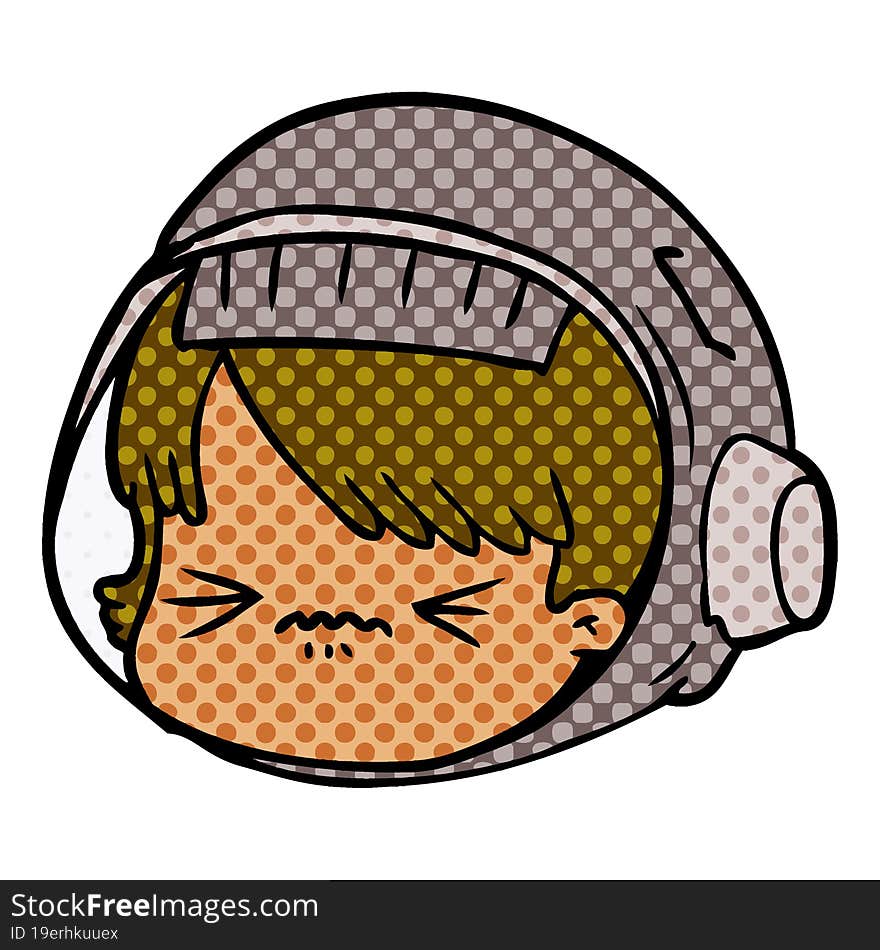 cartoon stressed astronaut face. cartoon stressed astronaut face