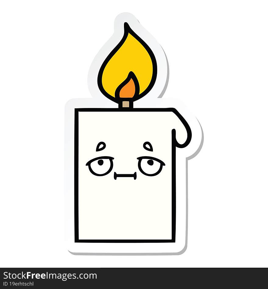 Sticker Of A Cute Cartoon Lit Candle