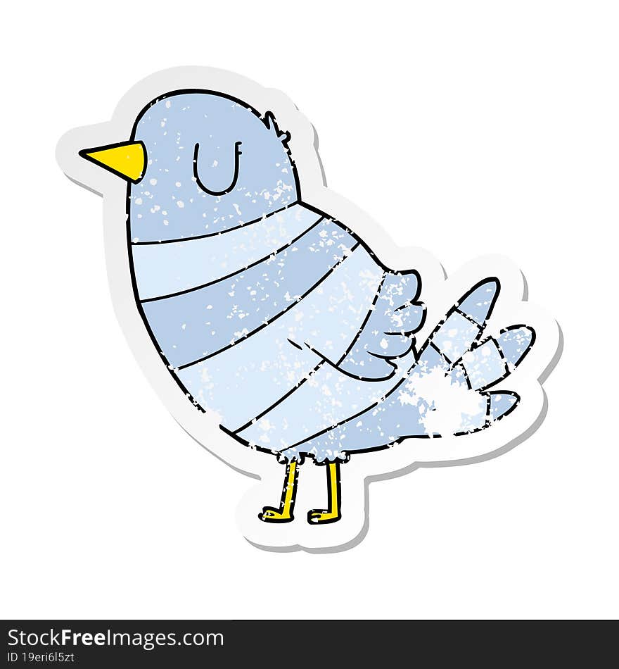 Distressed Sticker Of A Cartoon Bird