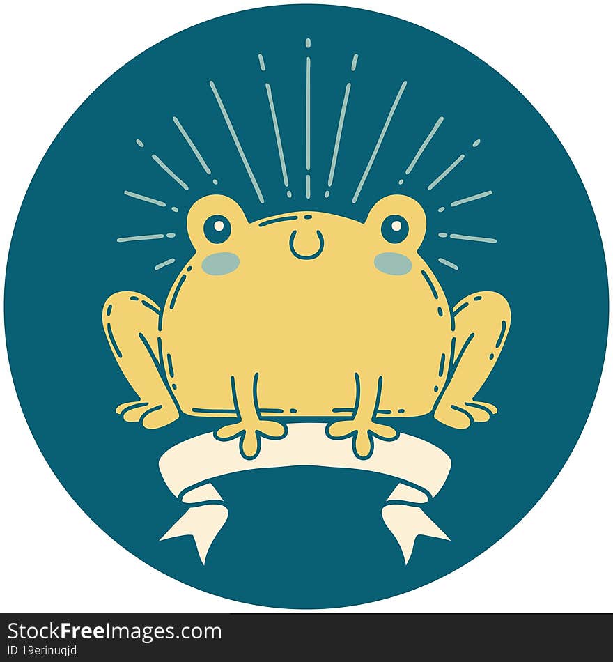 icon of tattoo style happy frog