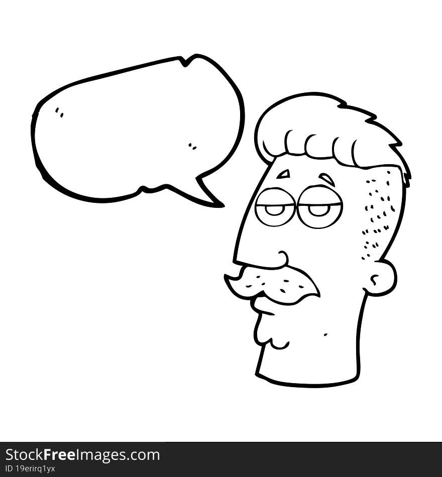 Speech Bubble Cartoon Man With Hipster Hair Cut