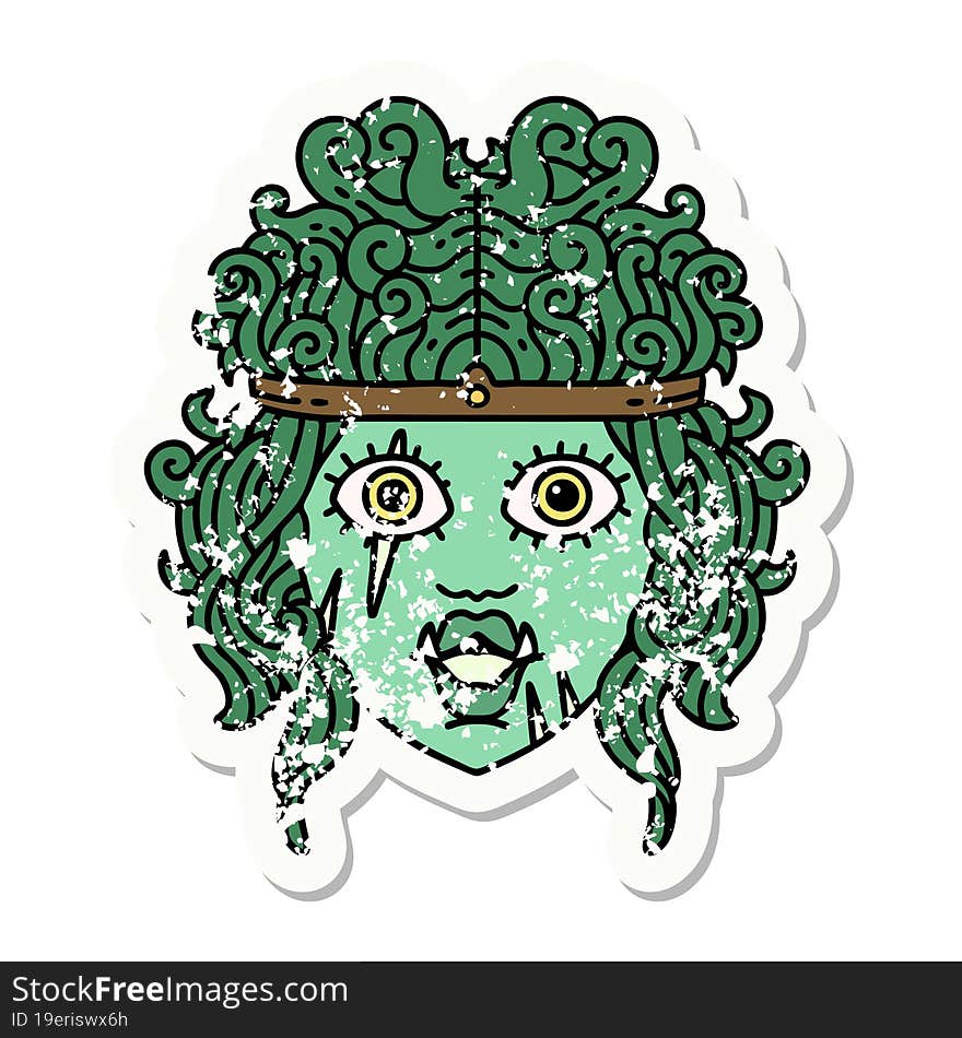 Orc Barbarian Character Face Grunge Sticker