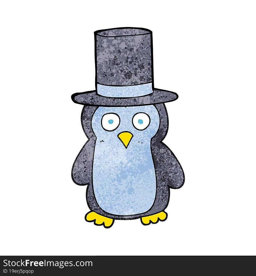 textured cartoon penguin wearing hat