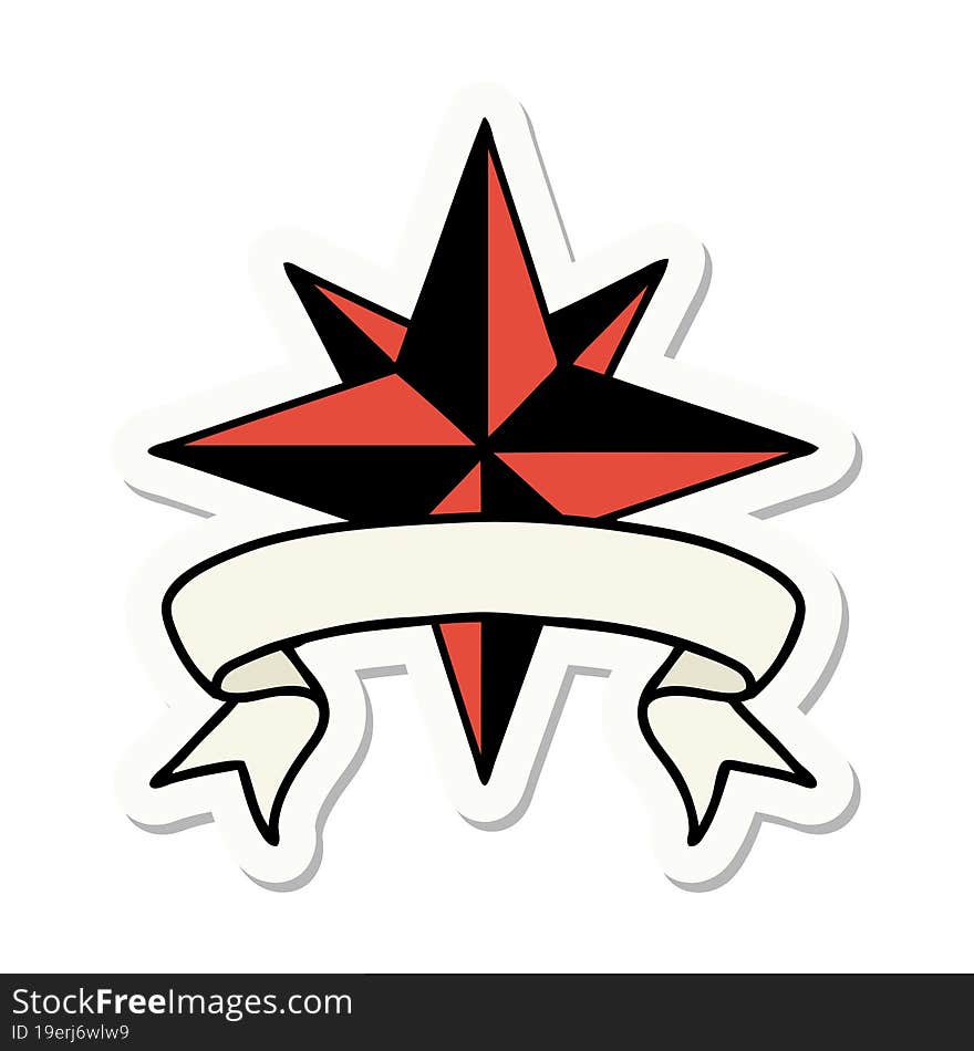 Tattoo Sticker With Banner Of A Star