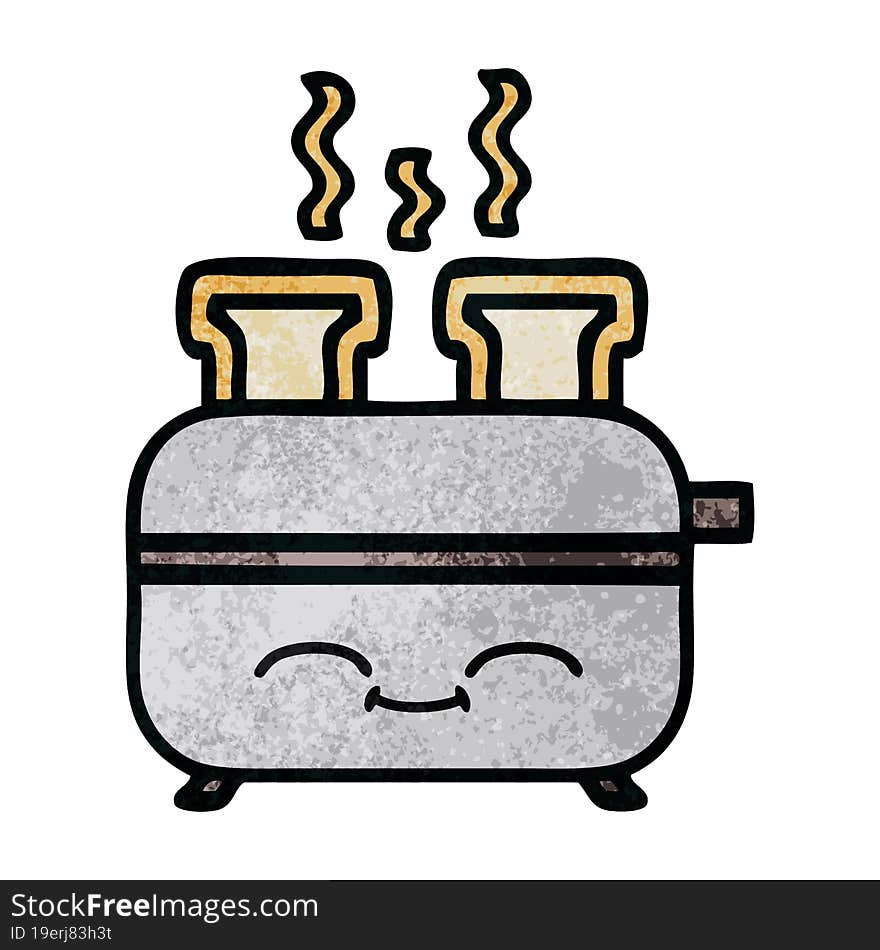 retro grunge texture cartoon of a toaster