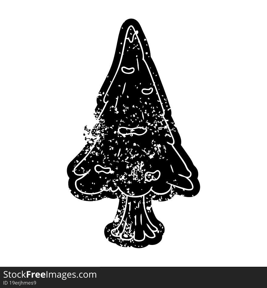 grunge icon drawing single snow covered tree