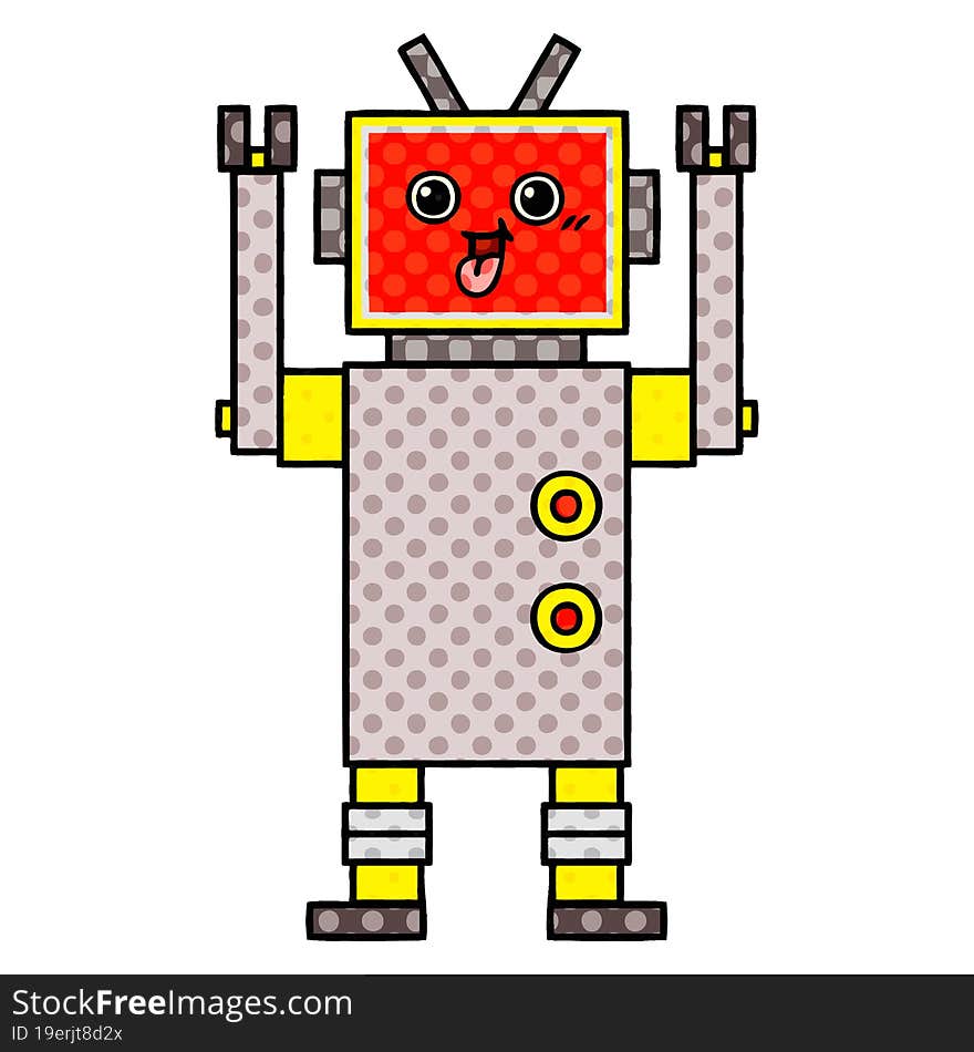 comic book style cartoon of a robot