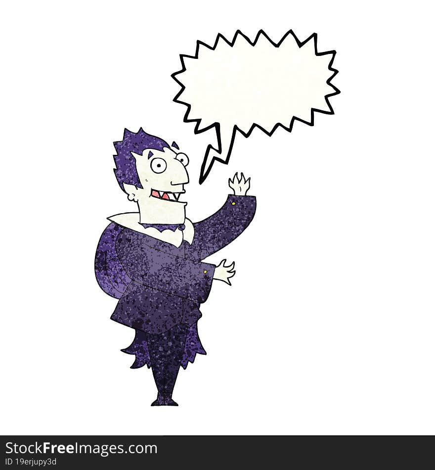 speech bubble textured cartoon vampire