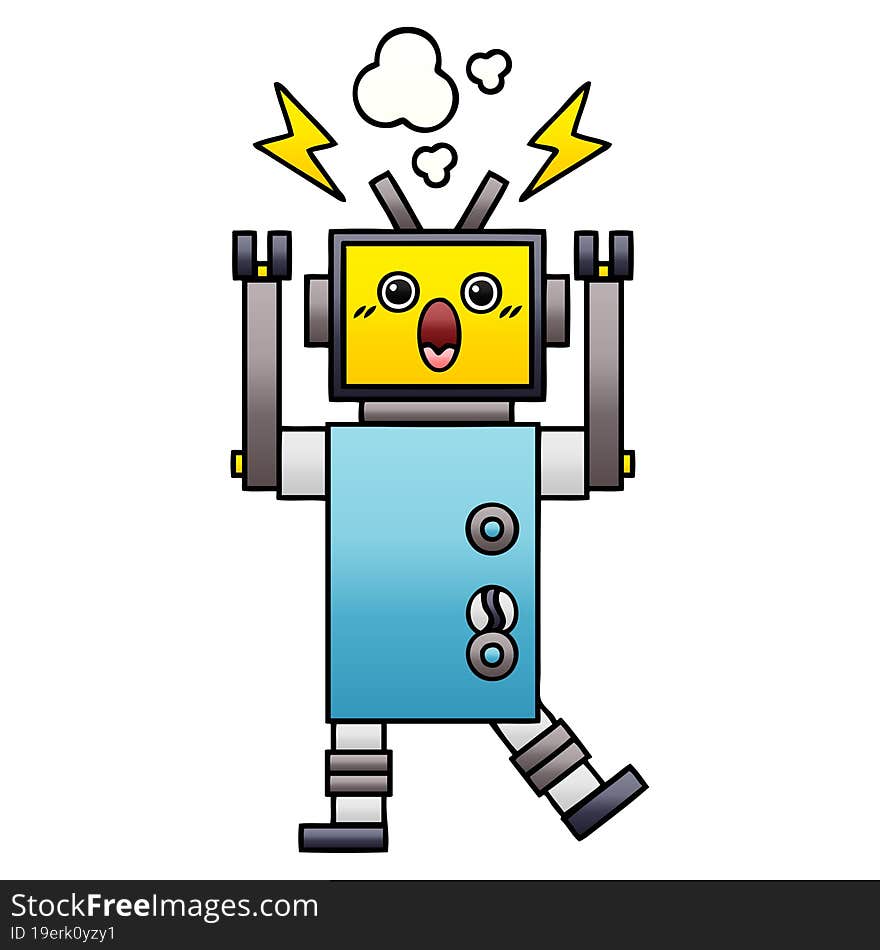 Gradient Shaded Cartoon Malfunctioning Robot