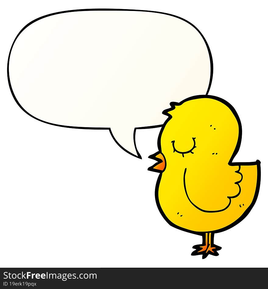 cartoon bird and speech bubble in smooth gradient style