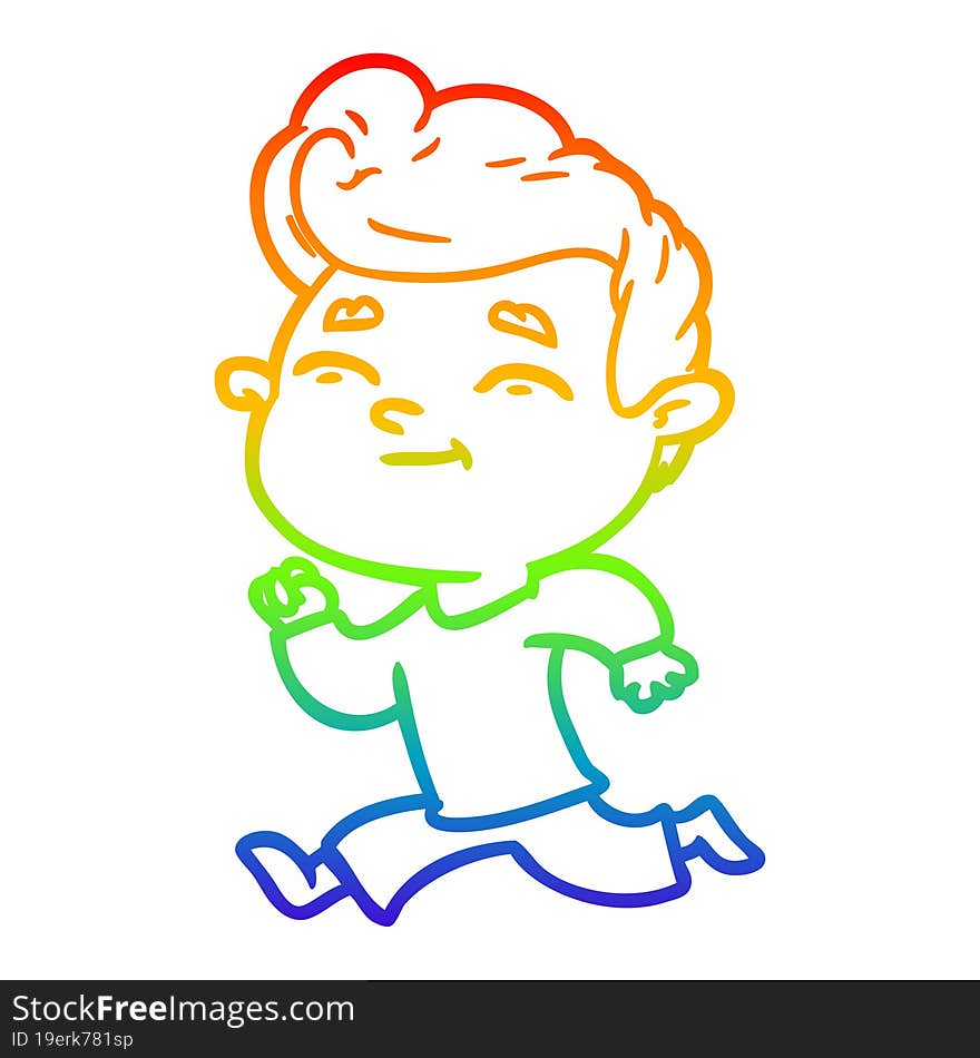 rainbow gradient line drawing running cartoon man