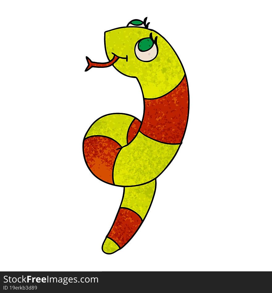 textured cartoon illustration kawaii of a cute snake. textured cartoon illustration kawaii of a cute snake