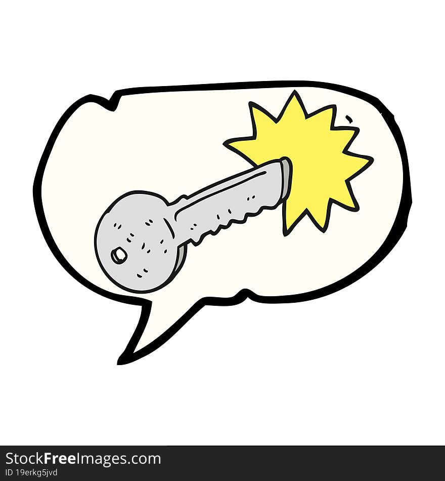 freehand drawn speech bubble cartoon door key