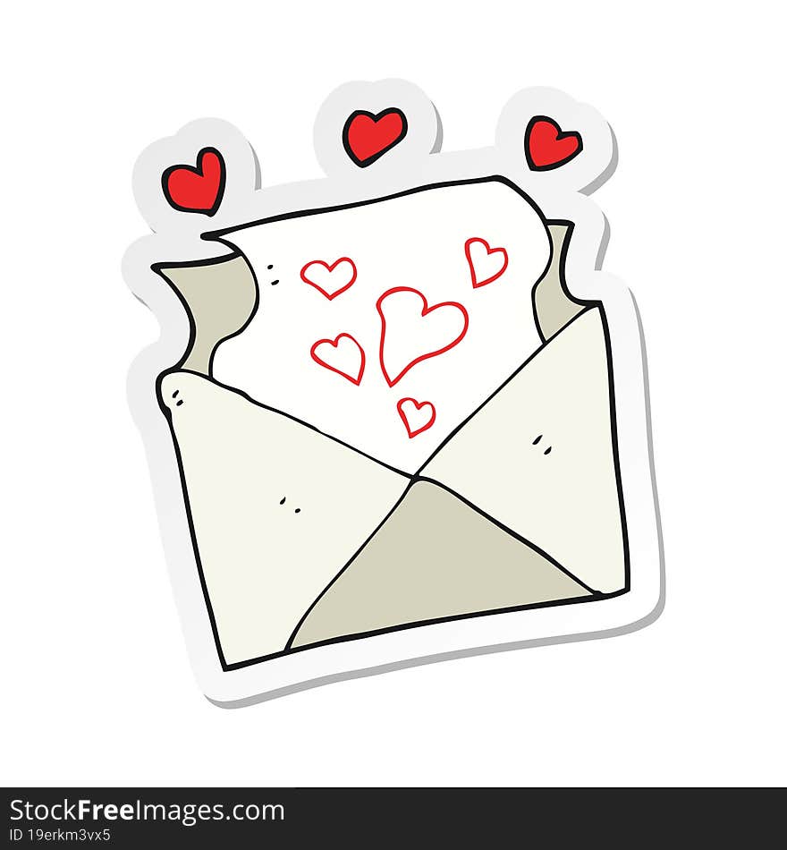 sticker of a cartoon love letter