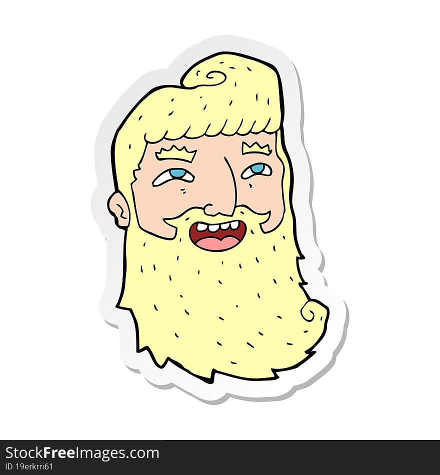 sticker of a cartoon laughing bearded man