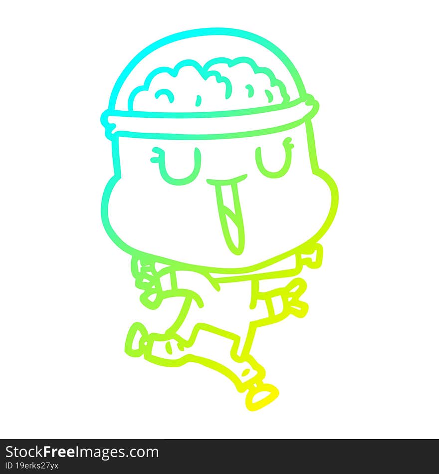 cold gradient line drawing happy cartoon robot