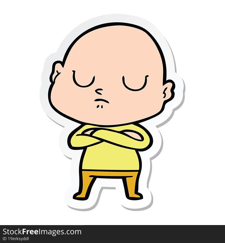 sticker of a cartoon bald man