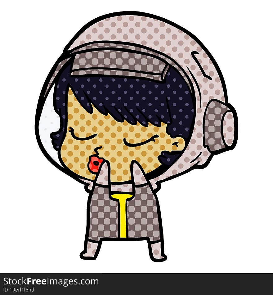 shy cartoon pretty astronaut girl. shy cartoon pretty astronaut girl