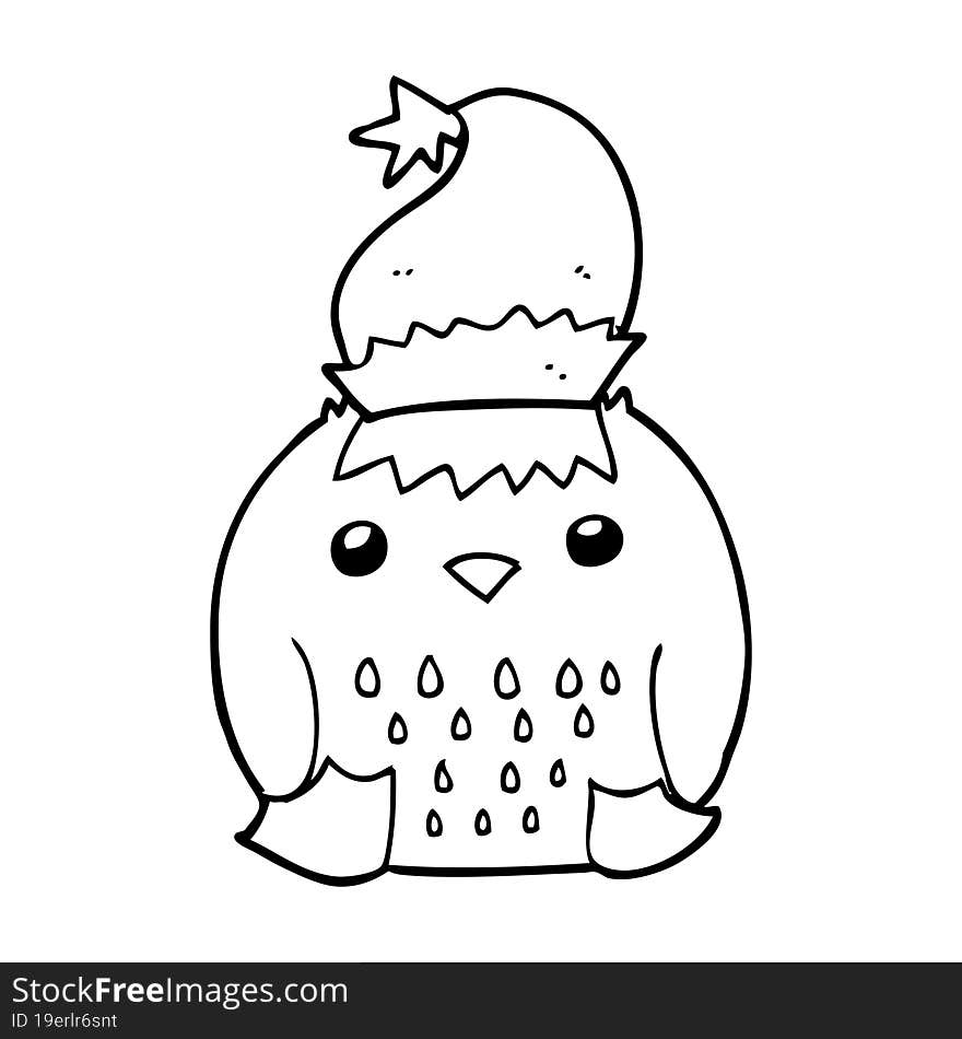 cute cartoon owl wearing christmas hat