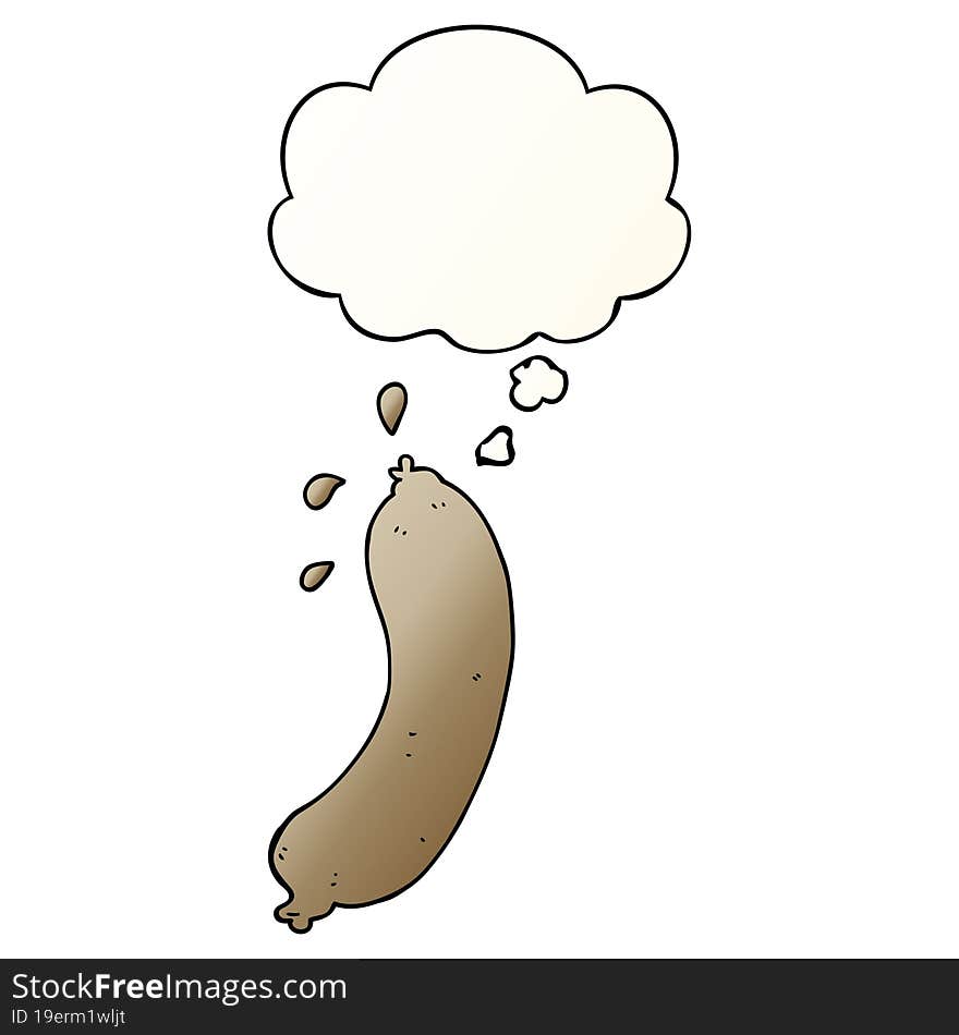 cartoon sausage and thought bubble in smooth gradient style