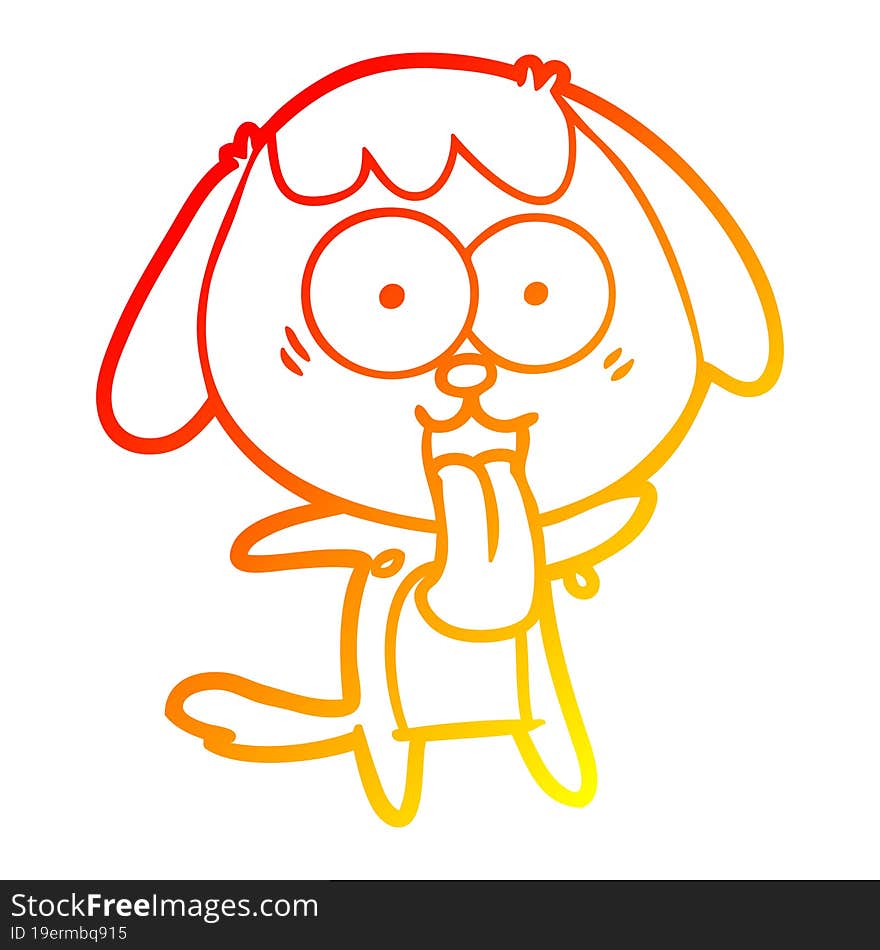 Warm Gradient Line Drawing Cute Cartoon Dog