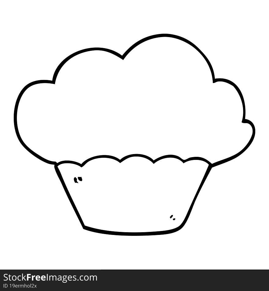 Line Drawing Cartoon Muffin