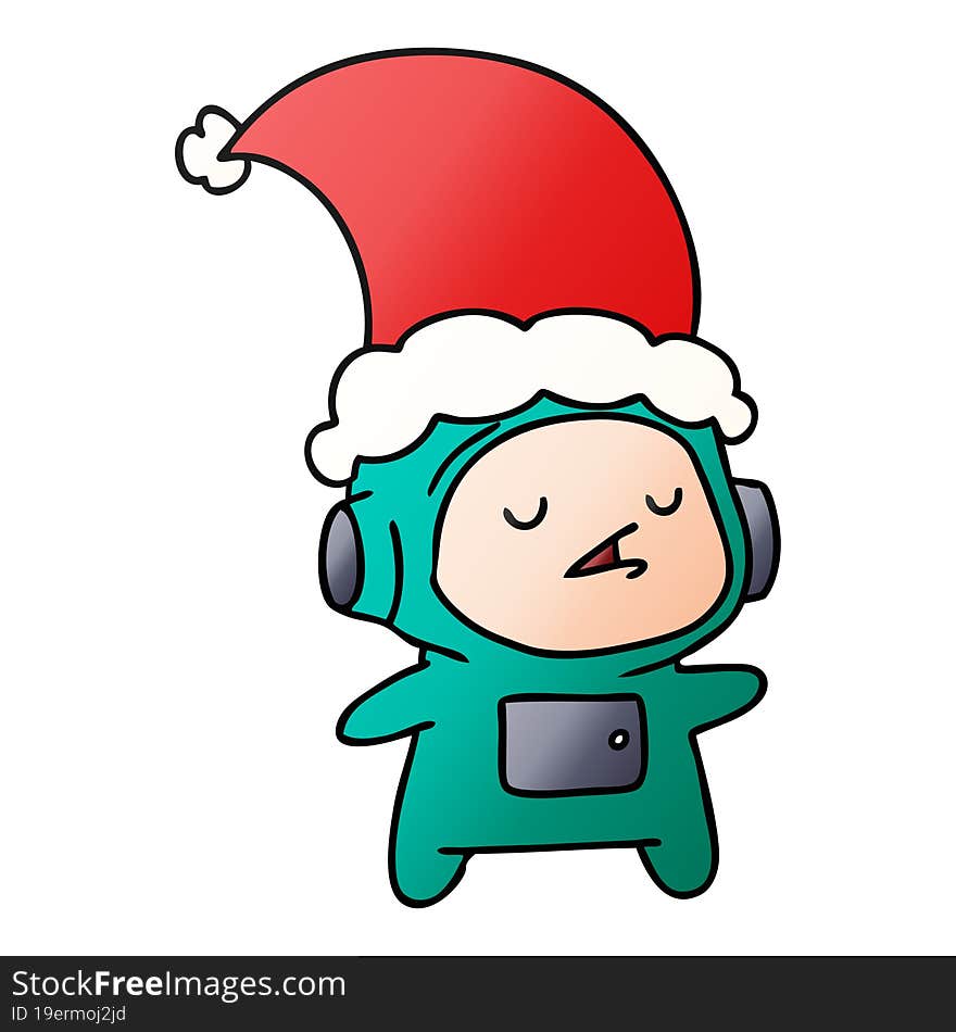 christmas gradient cartoon of kawaii astronaut