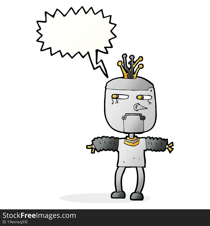 Cartoon Robot With Speech Bubble