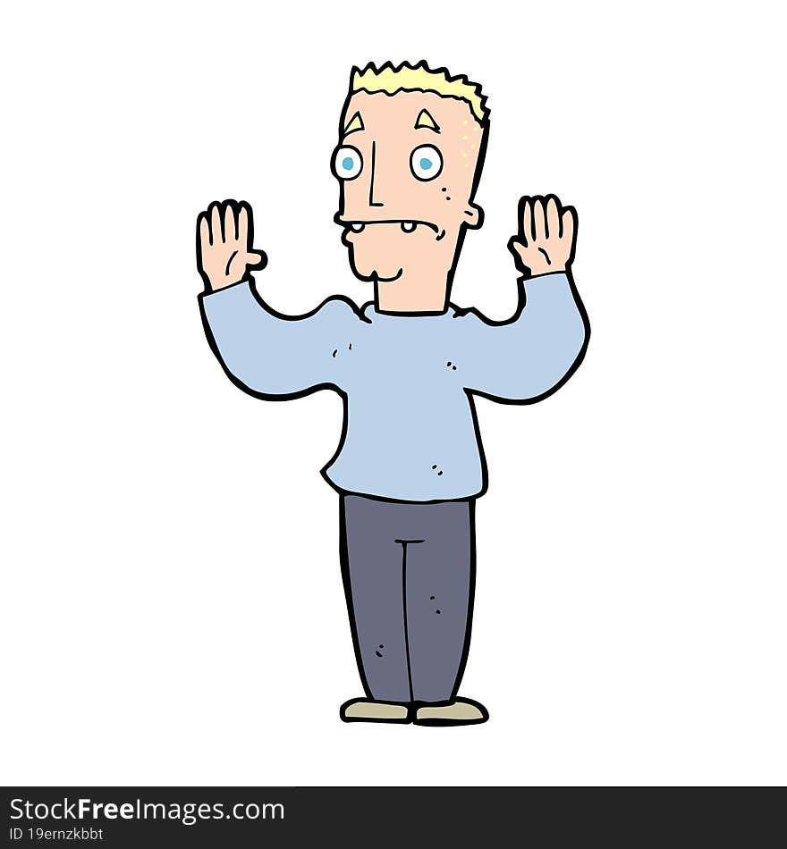 cartoon man surrendering