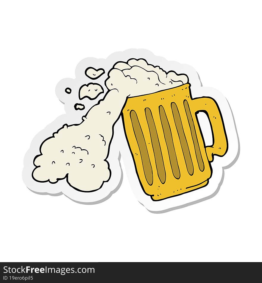 sticker of a cartoon mug of beer