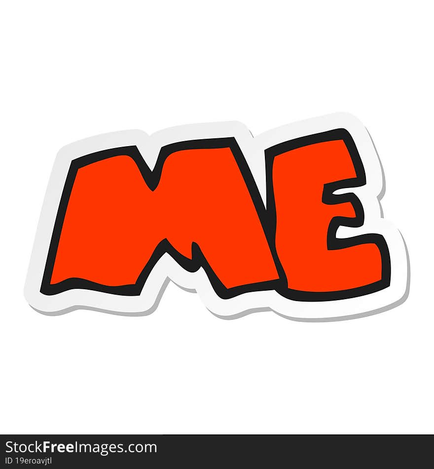 sticker of a cartoon ME symbol