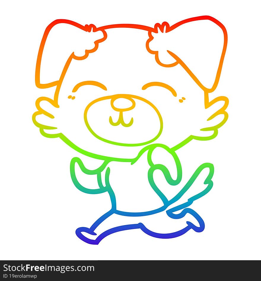 Rainbow Gradient Line Drawing Cartoon Dog