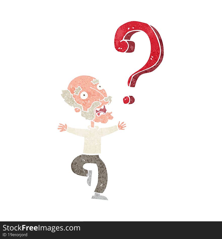 cartoon old man with question