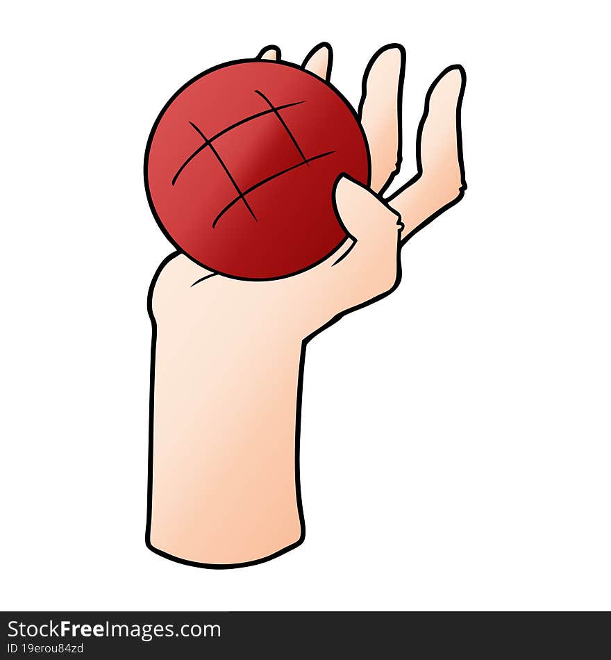 cartoon hand throwing ball. cartoon hand throwing ball