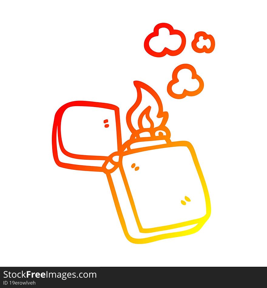 Warm Gradient Line Drawing Cartoon Old Lighter