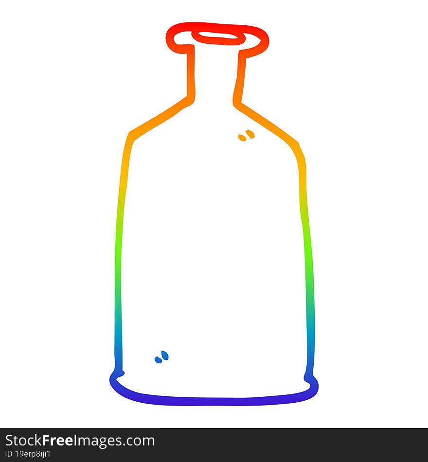 rainbow gradient line drawing cartoon clear glass bottle