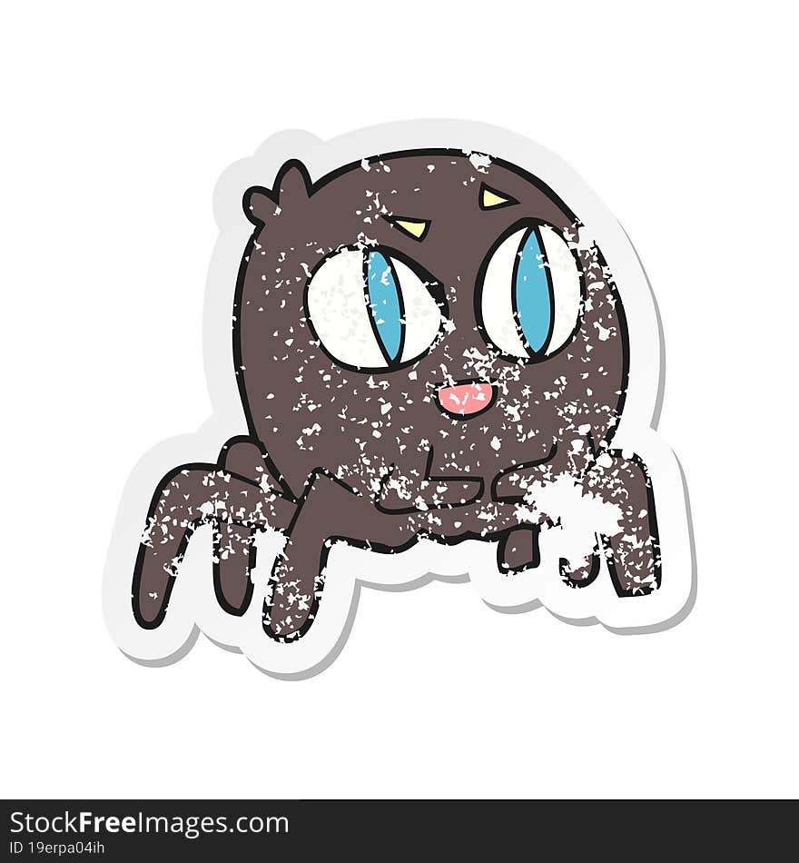 retro distressed sticker of a cartoon spider