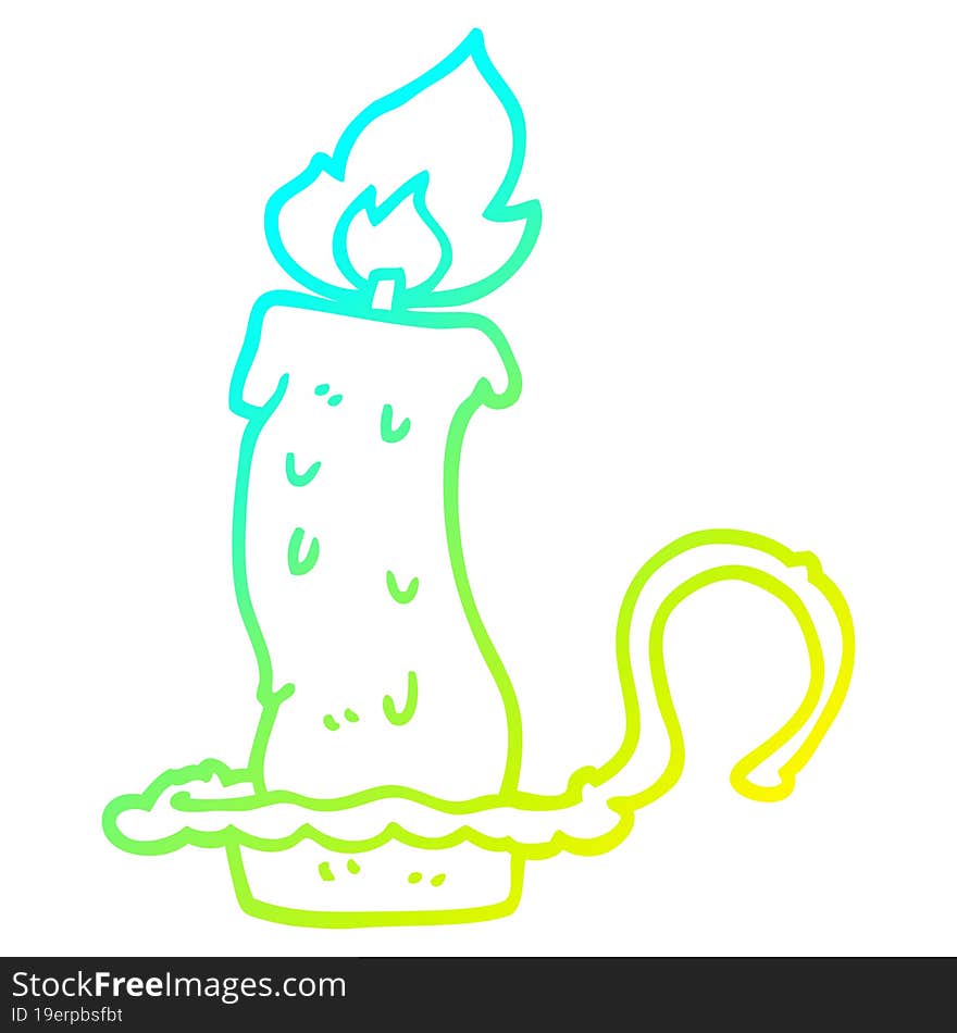 cold gradient line drawing cartoon burning candle