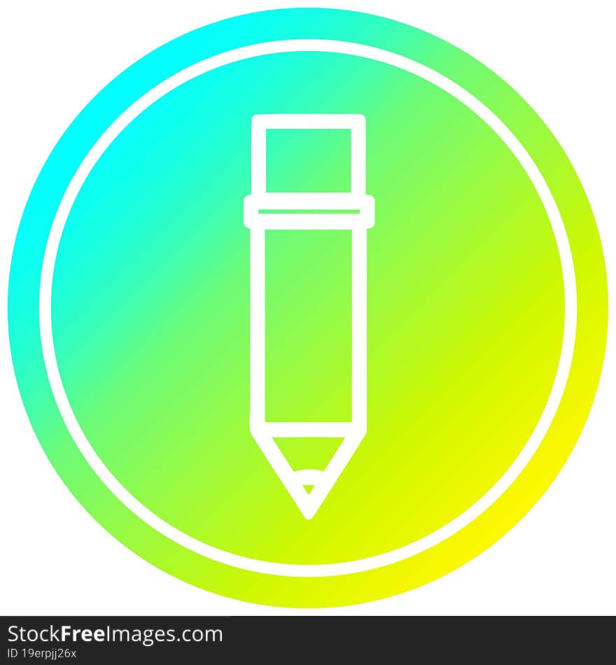 simple pencil circular icon with cool gradient finish. simple pencil circular icon with cool gradient finish